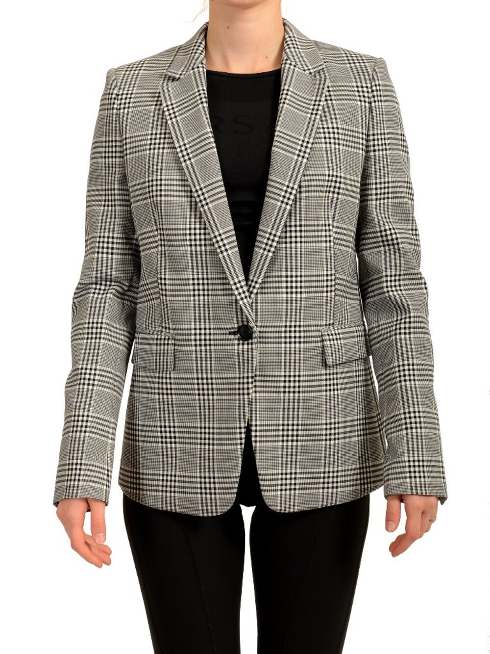 Hugo Boss Women's "Jemaromina1" Plaid One Button Blazer US 10 IT 46